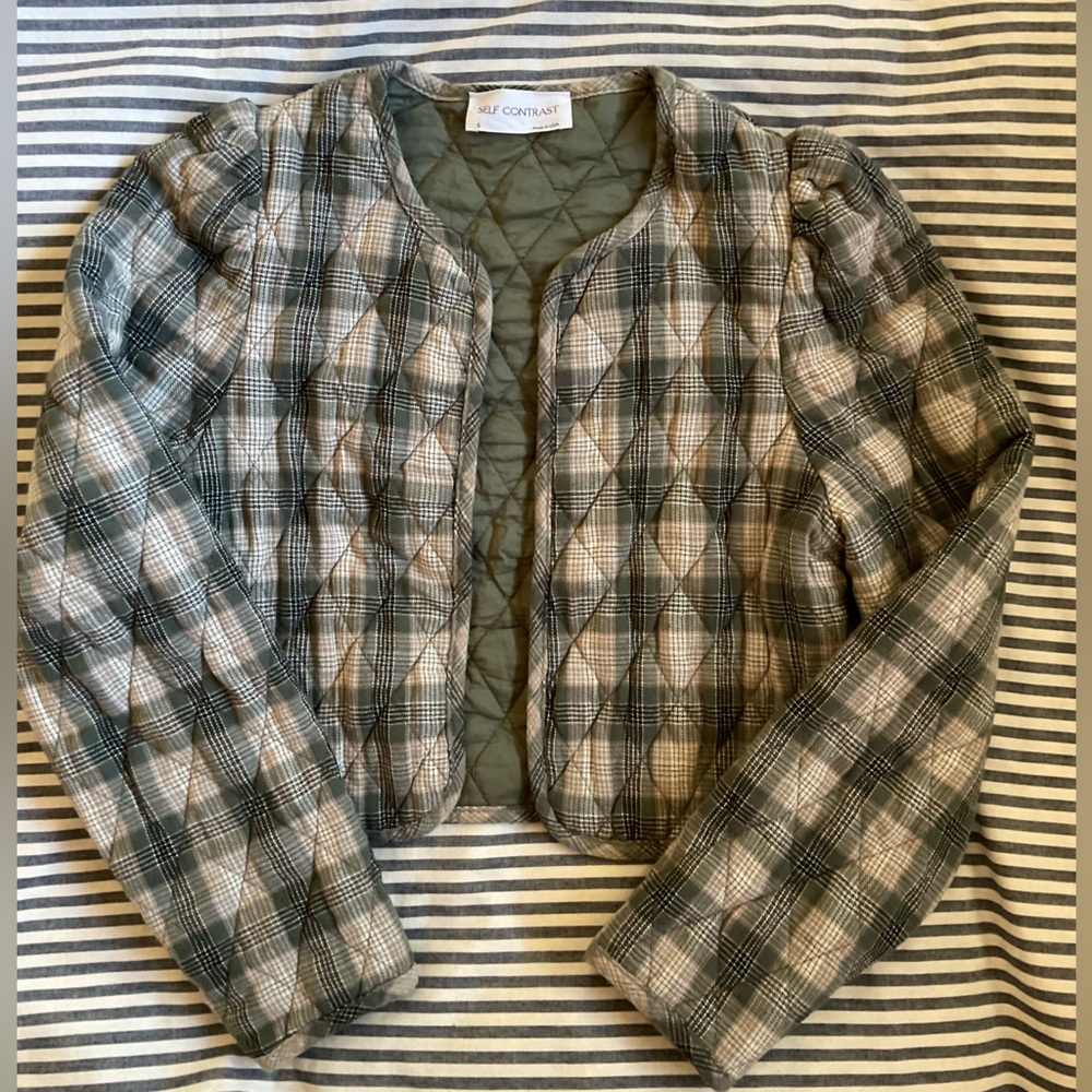 Quilted Self Contrast cropped jacket